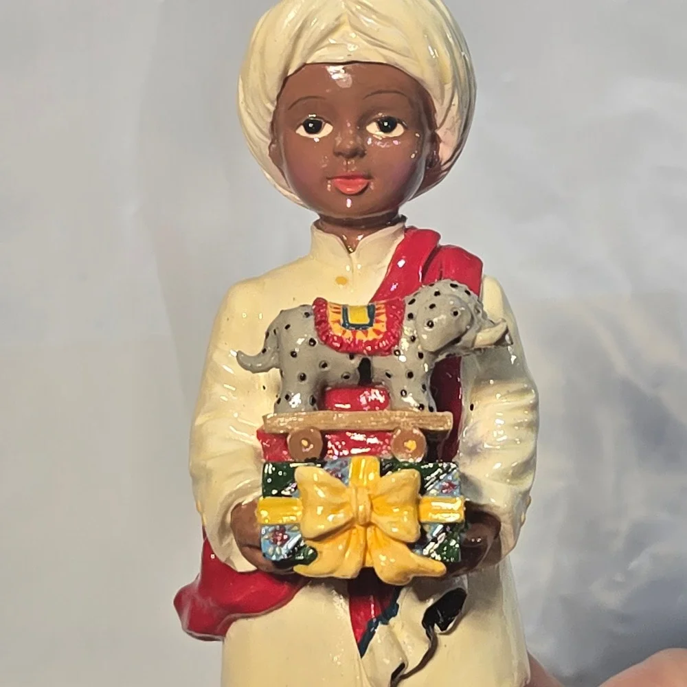 African Heritage Christmas Ornaments Set of 2 Boy with Elephant Girl with Basket - Picture 13 of 16